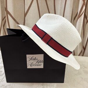 🆕 Saks Fifth Avenue Straw Hat, Made in Italy🇮🇹👒
